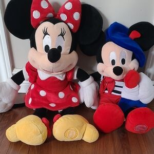 Disney Minnie and MickeyMouse Plush Toys Red, Blue, Yellow Mickey 14" Minnie 18"